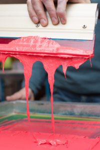 Screen printing red ink